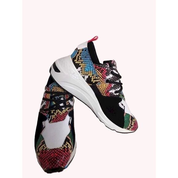 Steve Madden Cliff Bright Multicolor Snake Print Leather Sneakers 8 - Picture 8 of 9